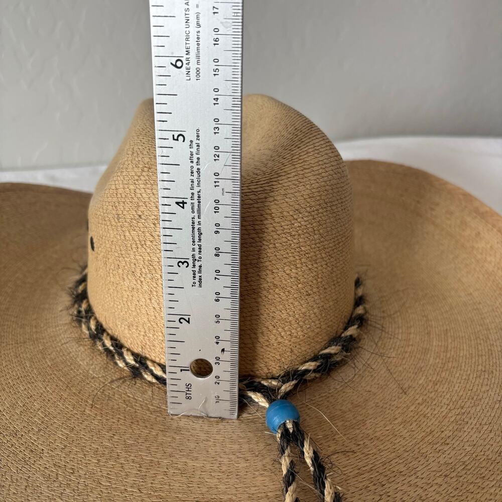 Cowboy Hat Horsehair Band Palm Hat La Providencia 30X Size 6 5/8 Mexico - Picture 15 of 16